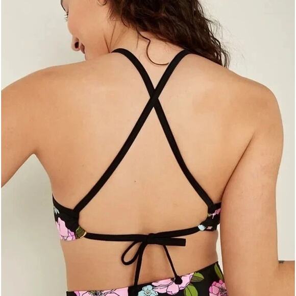 NWT Victoria's Secret PINK Bikini Top Wrap Crossover Floral Island Swim Beachy - Picture 2 of 7
